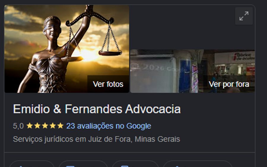 Perfil da Empresa no Google de Emidio & Fernandes Advocacia