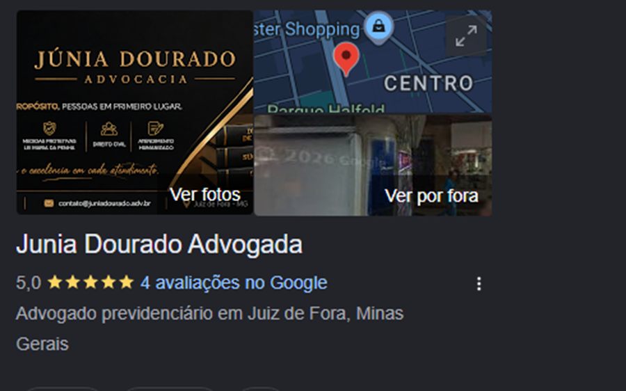 Perfil da Empresa no Google de Junia Dourado Advogada