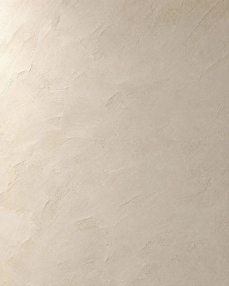 Close de parede com textura lisa e suave em tom off-white